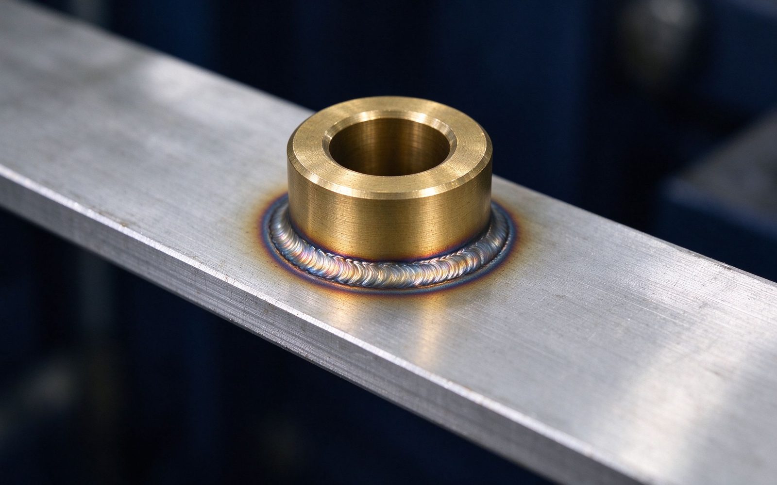 Laser-welded aluminum connection bushing on an aluminum busbar