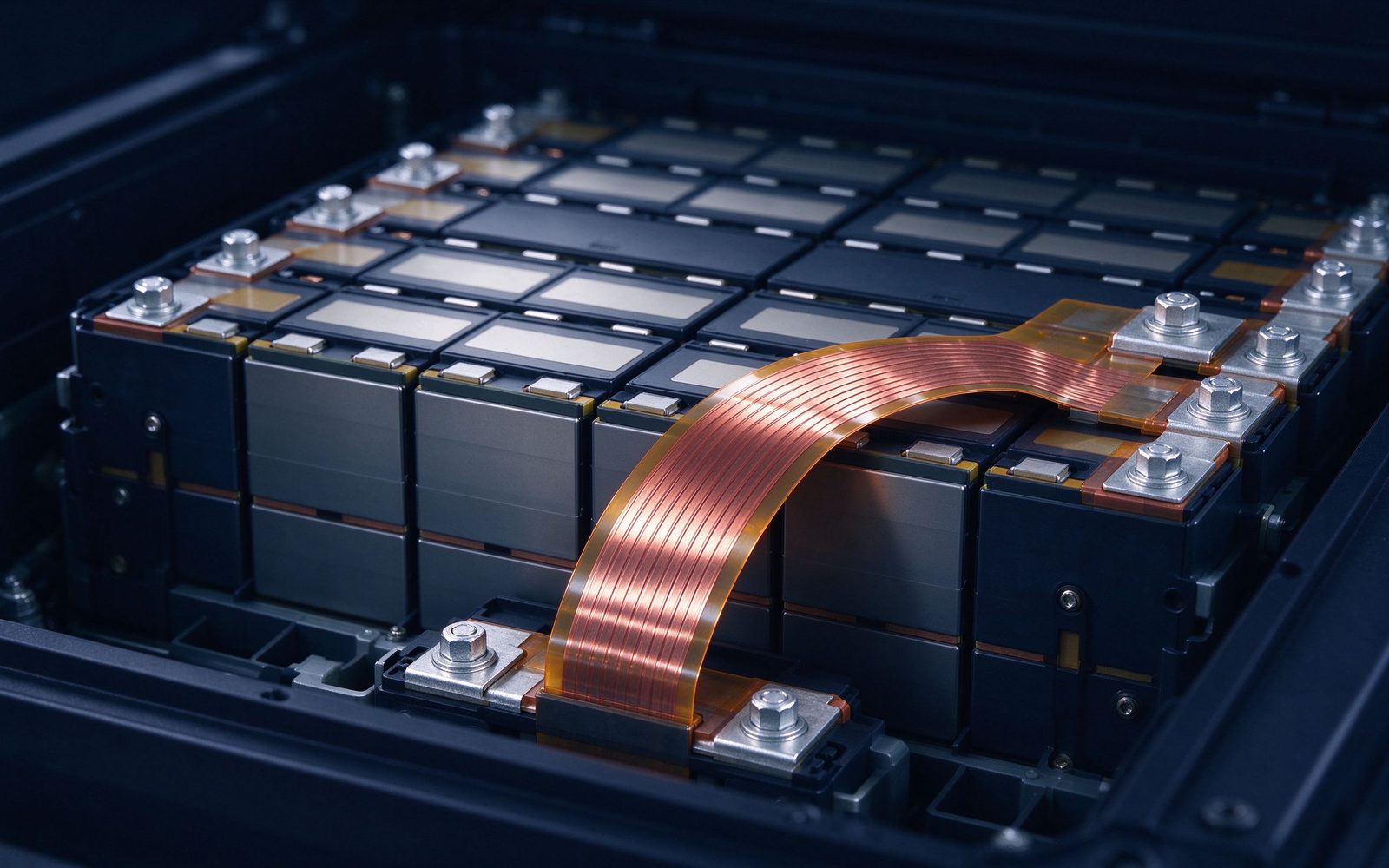 Flexible busbar link inside a battery module