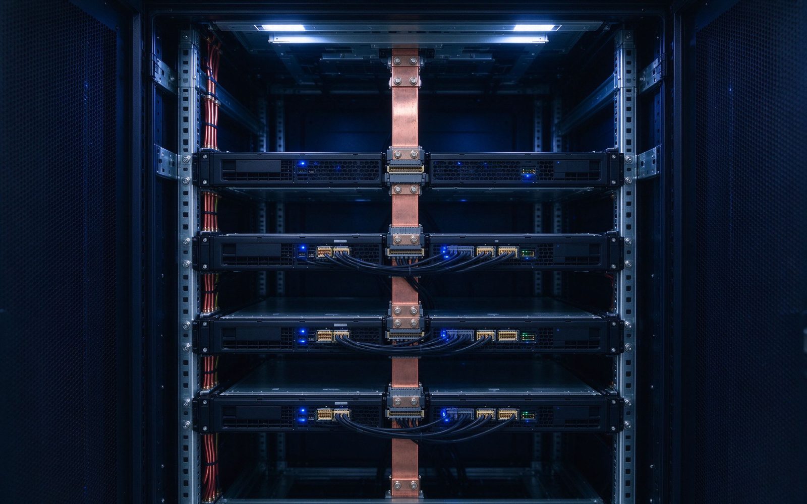 Rack busbar with plug-in trays tapping at individual U positions