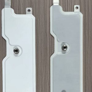 Pair of copper battery link busbars with epoxy insulation and mounting tabs